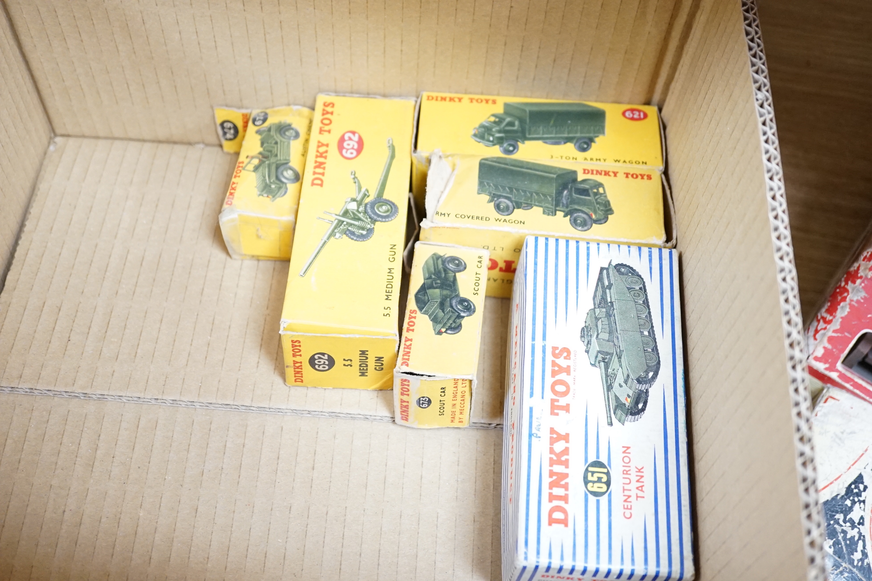 Eleven boxed military Dinky Toys